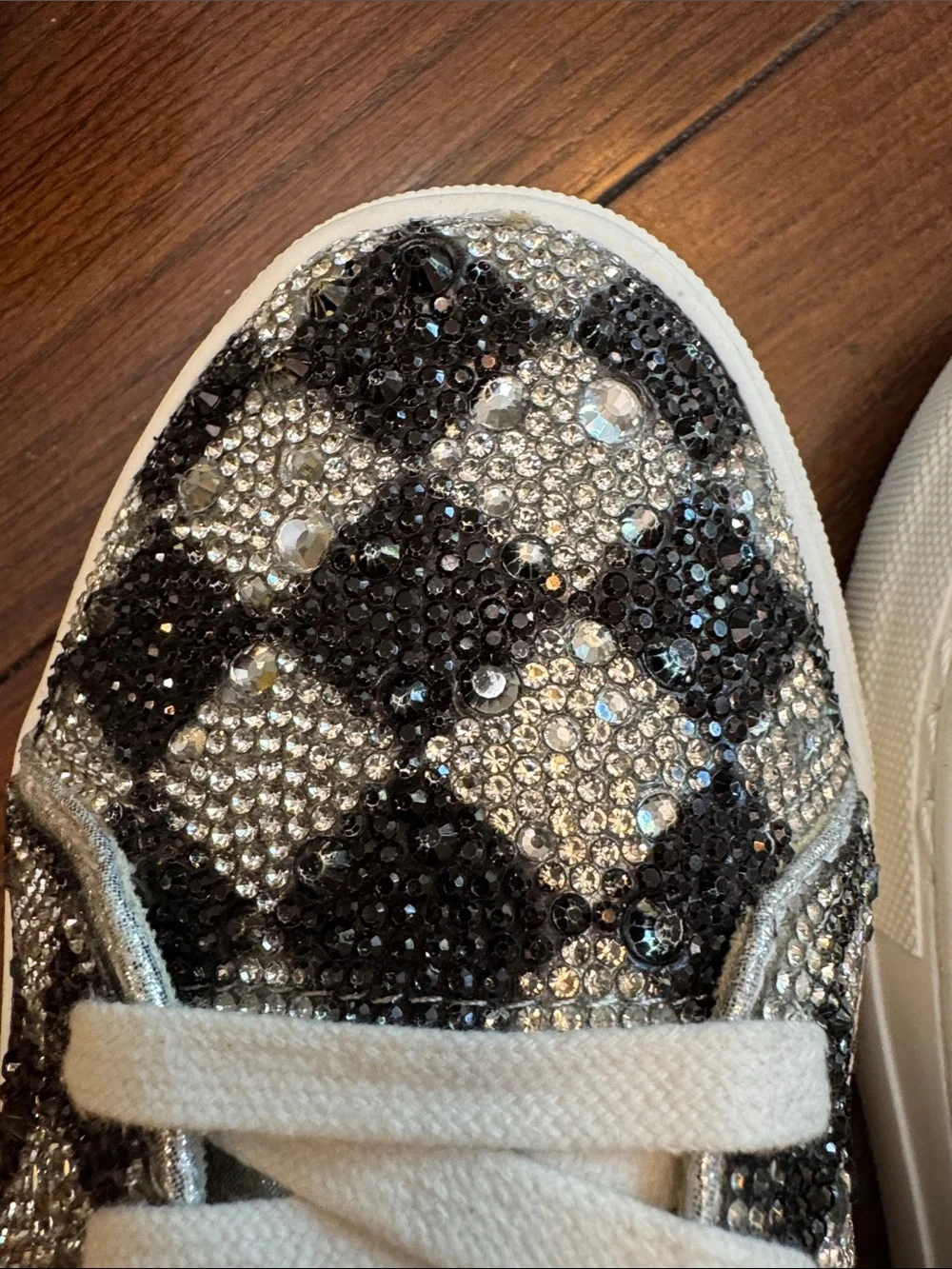 Betsey Johnson Black & Silver Crystal Checkerboard Sneakers